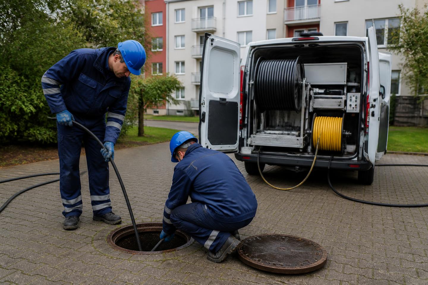 Freundlicher Kanalsanierungs-Experte aus Dresden mit Inspektionskamera und Schlauchliner